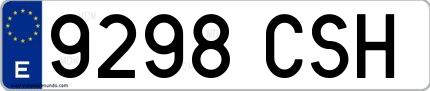Ejemplo de matrícula española 9298 CSH