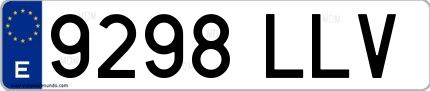 Ejemplo de matrícula española 9298 LLV
