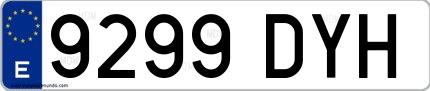 Ejemplo de matrícula española 9299 DYH