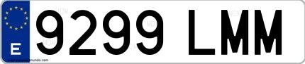 Ejemplo de matrícula española 9299 LMM