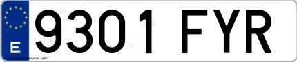 Ejemplo de matrícula española 9301 FYR