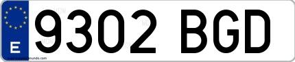 Ejemplo de matrícula española 9302 BGD