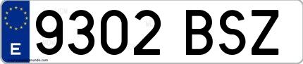 Ejemplo de matrícula española 9302 BSZ