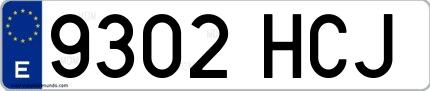 Ejemplo de matrícula española 9302 HCJ