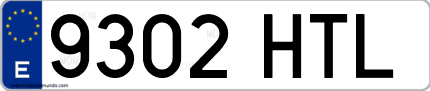 Ejemplo de matrícula de coche ordinaria 9302 HTL