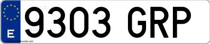 Ejemplo de matrícula española 9303 GRP