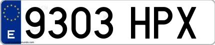 Ejemplo de matrícula española 9303 HPX