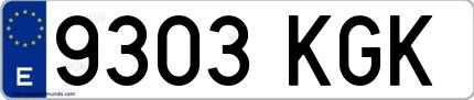 Ejemplo de matrícula española 9303 KGK