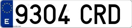 Ejemplo de matrícula española 9304 CRD