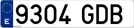 Ejemplo de matrícula de coche ordinaria 9304 GDB