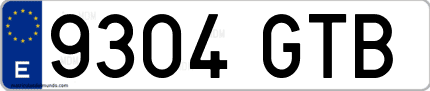 Ejemplo de matrícula de coche ordinaria 9304 GTB