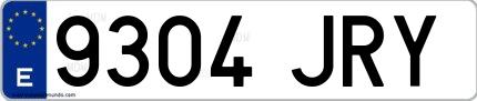 Ejemplo de matrícula española 9304 JRY