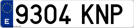 Ejemplo de matrícula de coche ordinaria 9304 KNP