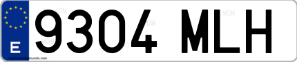 Ejemplo de matrícula de coche ordinaria 9304 MLH