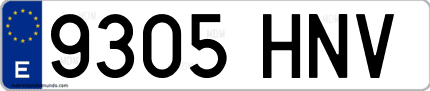 Ejemplo de matrícula de coche ordinaria 9305 HNV