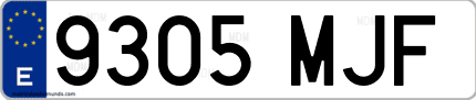 Ejemplo de matrícula de coche ordinaria 9305 MJF