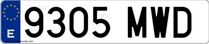 Ejemplo de matrícula española 9305 MWD