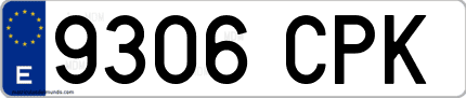 Ejemplo de matrícula de coche ordinaria 9306 CPK