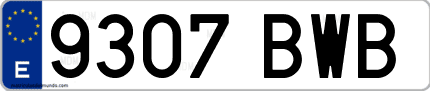 Ejemplo de matrícula de coche ordinaria 9307 BWB