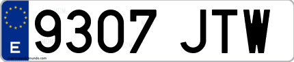 Ejemplo de matrícula de coche ordinaria 9307 JTW