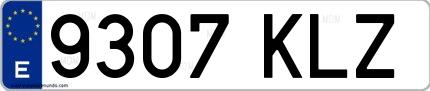 Ejemplo de matrícula española 9307 KLZ