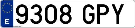 Ejemplo de matrícula española 9308 GPY