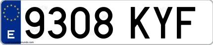 Ejemplo de matrícula española 9308 KYF