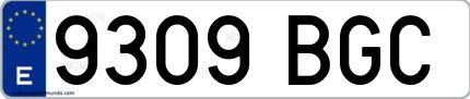 Ejemplo de matrícula española 9309 BGC