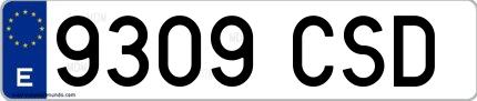 Ejemplo de matrícula de coche ordinaria 9309 CSD
