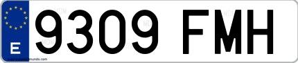 Ejemplo de matrícula española 9309 FMH