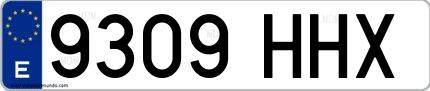 Ejemplo de matrícula española 9309 HHX
