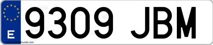 Ejemplo de matrícula española 9309 JBM