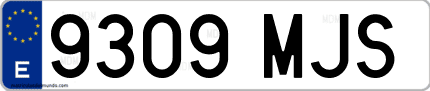 Ejemplo de matrícula de coche ordinaria 9309 MJS
