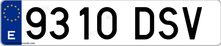 Ejemplo de matrícula de coche ordinaria 9310 DSV