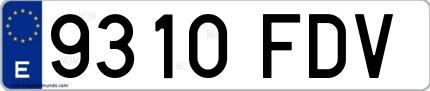 Ejemplo de matrícula española 9310 FDV