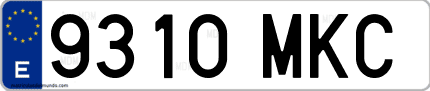 Ejemplo de matrícula de coche ordinaria 9310 MKC