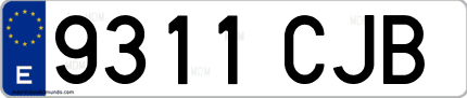 Ejemplo de matrícula de coche ordinaria 9311 CJB
