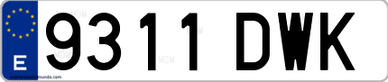 Ejemplo de matrícula de coche ordinaria 9311 DWK