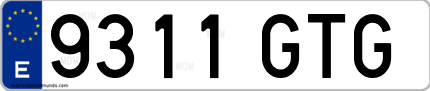 Ejemplo de matrícula de coche ordinaria 9311 GTG