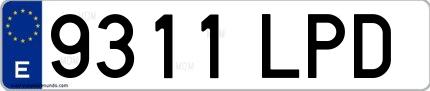 Ejemplo de matrícula española 9311 LPD
