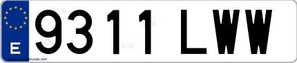 Ejemplo de matrícula española 9311 LWW