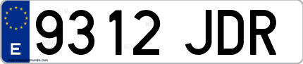 Ejemplo de matrícula de coche ordinaria 9312 JDR