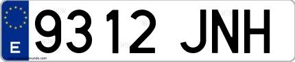 Ejemplo de matrícula española 9312 JNH