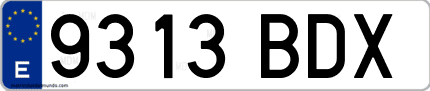 Ejemplo de matrícula de coche ordinaria 9313 BDX