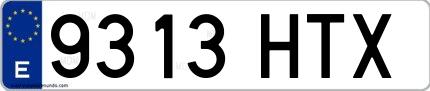 Ejemplo de matrícula de coche ordinaria 9313 HTX