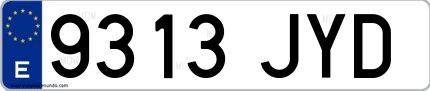 Ejemplo de matrícula española 9313 JYD