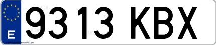 Ejemplo de matrícula española 9313 KBX