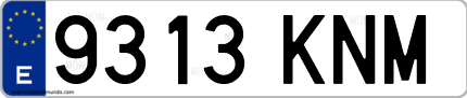Ejemplo de matrícula de coche ordinaria 9313 KNM