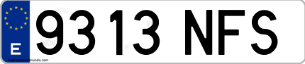 Ejemplo de matrícula de coche ordinaria 9313 NFS