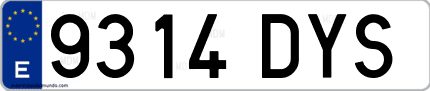 Ejemplo de matrícula de coche ordinaria 9314 DYS